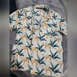 Boys short sleeve camel button down shirt